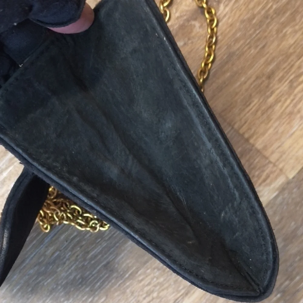 Vintage Black Crossbody Bag Gold Chain